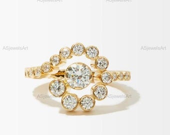 Lab Round Diamond Bezel Eternity Band, 14k White Gold, Dainty Wedding Ring
