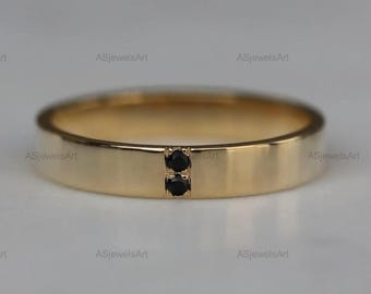 14k Solid Gold Band with Diamond, Elegant Gold Ring, Perfect Men’s Wedding Band, Ideal Anniversary Gift