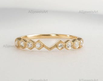 Lab Grown Diamond Half Eternity Band, 2 MM Round Brilliant Cut Lab Diamond Band, Bezel Set Band, Matching Band for Engagement Ring