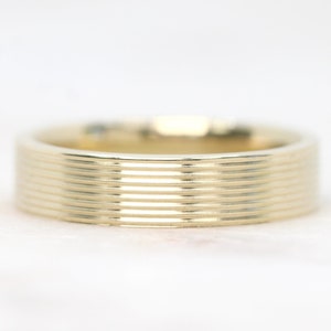14k Solid Gold Wedding Band, 5mm Flat Band for Men & Women, Custom Engraved Marriage Ring, Perfect Gift for Her