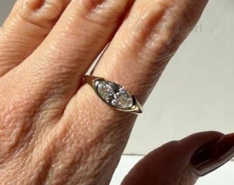 2.5 CT Oval East West Lab Grown Diamond Ring | IGI Certified Oval Solitaire Ring | 14K Gold Engagement Ring | Bezel Set Ring