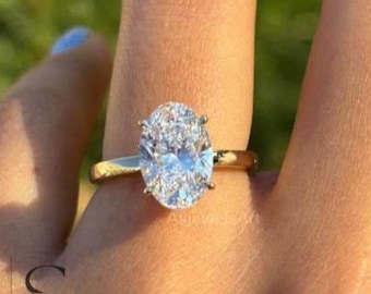 2 CT Oval Lab Grown Diamond Hidden Halo Engagement Ring - 14K Gold