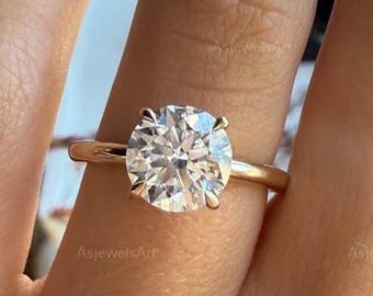 2 Carat Round Brilliant Cut Lab Grown Diamond Ring • Solitaire Engagement Ring • 14k Yellow Gold • IGI Certified