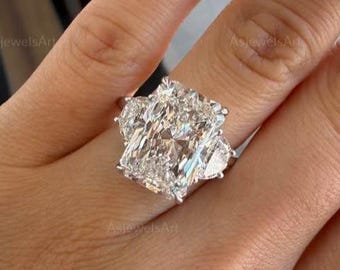 7 Carat Radiant Cut Lab Diamond Engagement Ring, 14k White Gold (IGI Certified)
