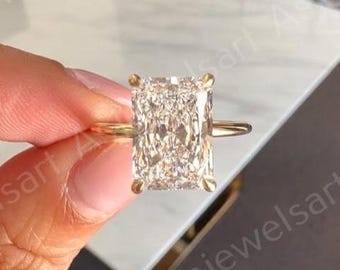 3.5 Carat E Color VVS2 Clarity IGI Certified Elongated Radiant Cut Lab Grown Diamond Solitaire Engagement Ring 14k White Gold