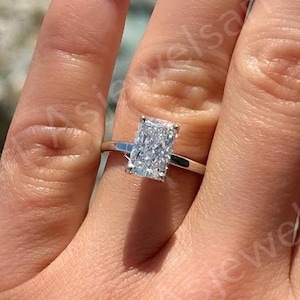 2 CT Elongated Radiant Cut Moissanite Engagement Ring | 14K Solid Gold Solitaire Wedding Ring & Dainty Proposal Jewelry