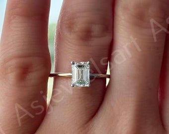 2 Carat Emerald Cut Engagement Rings Emerald Cut Solitaire Engagement Rings Engagement Rings IGI Certified Lab Grown Diamond Ring