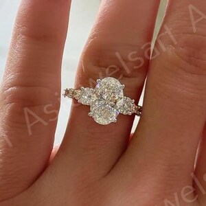 2ct Oval Cut Moissanite Engagement Ring Unique Hidden Halo Ring Vintage Wedding Ring Yellow Gold Art Deco Promise Ring Antique