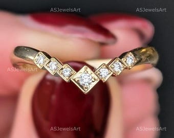 Lab Grown Diamond Half Eternity Ring Real Lab Diamond Wedding Ring Curved Anniversary Ring for Wife Tiny Diamond Band Diamond Stackable Ring