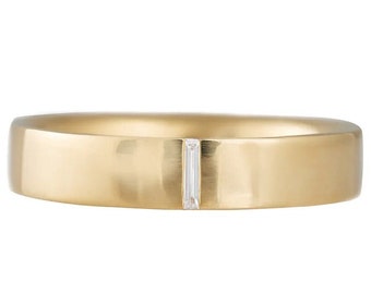 4,00 mm heren trouwring baguette geslepen moissaniet ring trouwringen voor mannen 14K gouden diamanten band jubileum cadeau band | Cadeau voor hem
