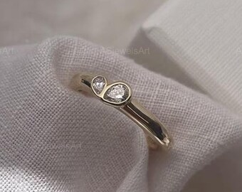 Toi et Moi Engagement Ring Genuine Lab Grown Diamond Ring 2 Pear Diamond Ring Double Diamond Ring Promise Ring for Her Pear Cut Diamond Ring