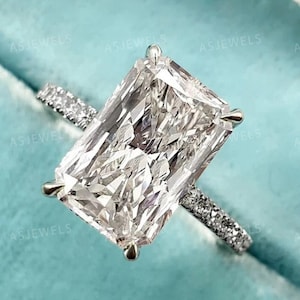 5CT Radiant Cut Moissanite Engagement Ring, Hidden Halo Engagement Ring, Wedding Ring, Anniversary Gift Ring, Bridal Wedding Ring