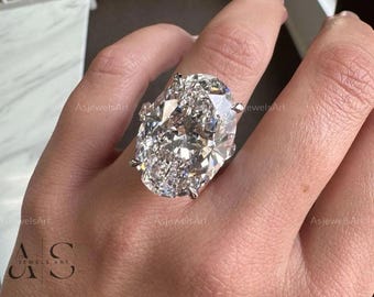 Oval Cut Lab Grown Diamond Engagement Ring with Hidden Halo and Oval Diamonds Band | 15 CT F Color VS1 IGI Certified Diamond Ring