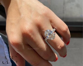 IGI Certified Lab Grown Oval Diamond Engagement Ring: Pave Band