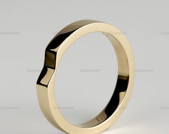 14k Gold Mobius Wedding Band, Solid Twist Ring, Simple Matching Anniversary Band