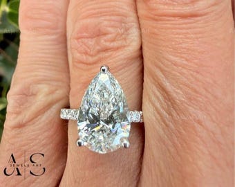 Pear Cut Diamond Hidden Halo Engagement Ring, 2.8 Carat IGI CERTIFIED E/VVS2 Lab Grown Diamond Ring, 14k Yellow Gold Proposal Ring, Women