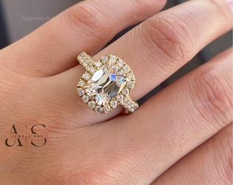 European Cushion Cut Engagement Ring Lab Grown Diamond Ring Cushion Diamond Halo Engagement Ring IGI Certified Diamond Ring Gifts for Her