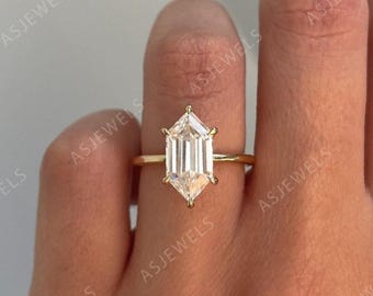2.75 CT Lab Grown Diamond Wedding Ring, Solitaire Hexagon Engagement Ring, Anniversary Gift, Ring for Women, Dutch Marquise Cut Diamond Ring