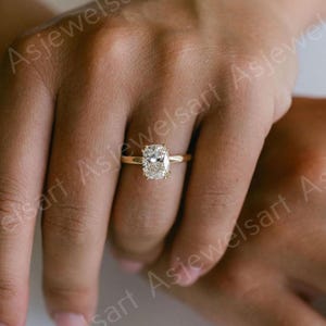 Elongated Cushion Cut Moissanite Solitaire Ring, Gold Engagement Ring, Double Claw Prong, Perfect Gift for Mothers & Proposals