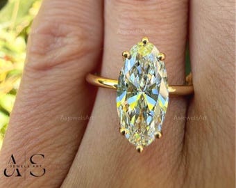 3.3CT Marquise Cut with Hidden Halo Lab Grown Diamond Engagement Ring | IGI Certified