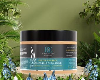 Revive Therapie Körperpeeling – Strahlenverbesserndes Peeling mit Ceramiden, Vitamin C, Perlenpulver & Pflanzenextrakten | weiche strahlende Haut | 245g