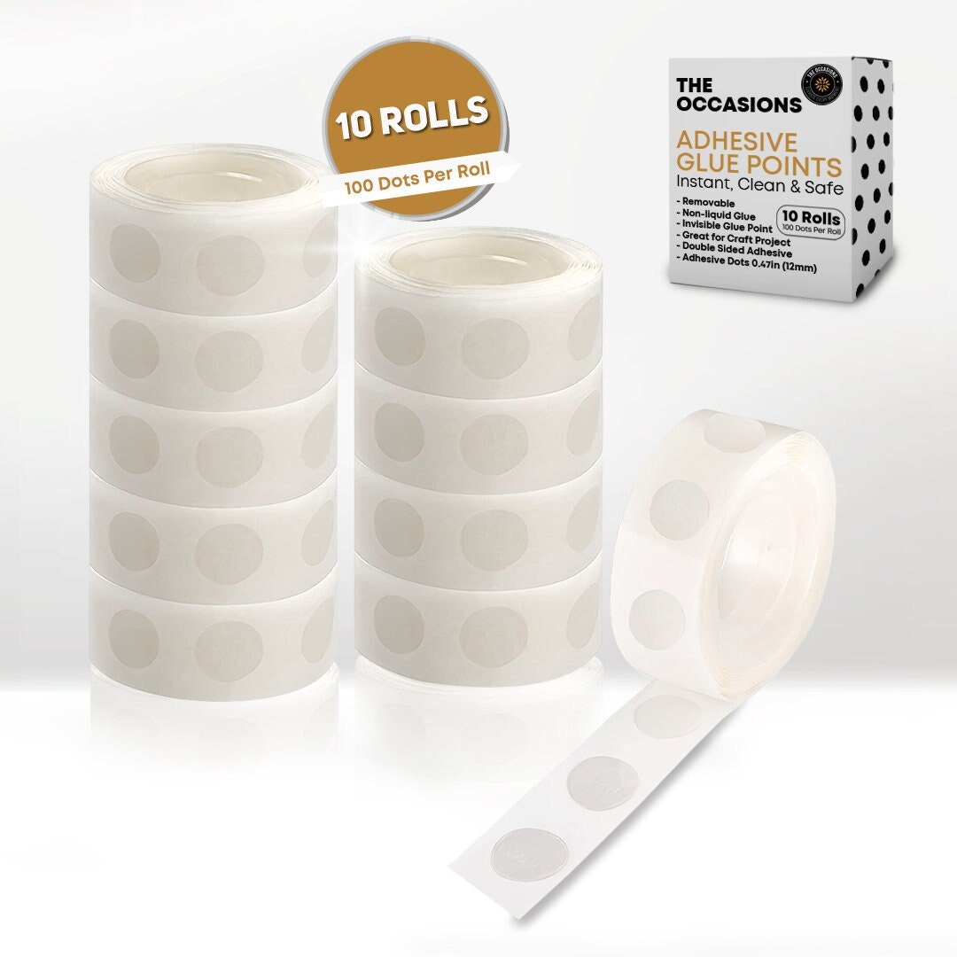 Glue Dots Adhesive Roll Mini Permanent Sticky Dots, 3/16-inch, Clear 300