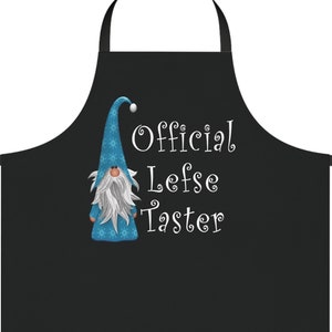 Officiële Lefse-proefschort met blauwe kabouter zwart, lefse schort, Noors kookgerei, Noorse kabouters, Scandinavisch Noorwegen, Kerstmis
