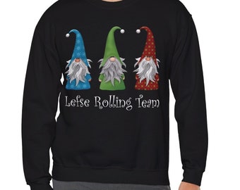 Sudadera negra Lefse Rolling Team, sudadera Lefse, utensilios de cocina noruegos, gnomos noruegos, Noruega escandinava, Navidad