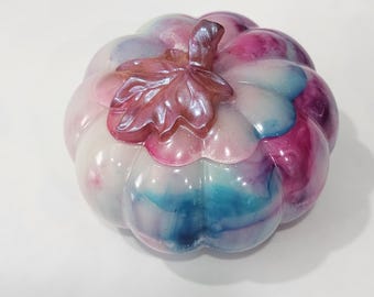 Handmade Resin Pumpkin Jar with Lid | Decorative Fall Container | Autumn Trinket and Jewelry Holder | Unique Seasonal Décor