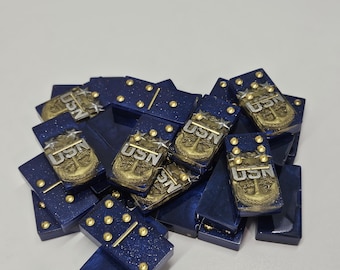 Juego de dominó de Jefe Maestro de la Marina de los EE. UU. hecho a mano / Emblema de ancla de resina, regalo para veteranos