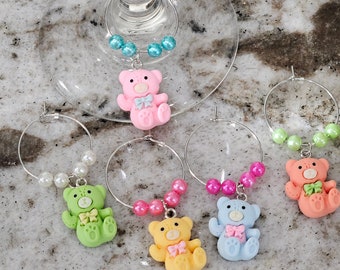 Juego de 5 dijes de vino de oso