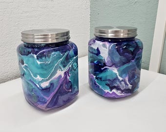 Tarro de vidrio hecho a mano / Diseño de resina, almacenamiento seguro para alimentos, decoración de cocina