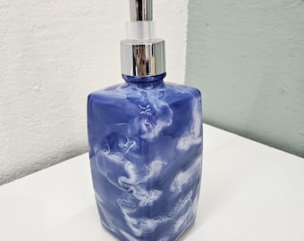 Dispensador de jabón de resina de vidrio vertida a mano / Botella decorativa para baño o cocina