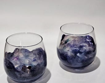 Epoxy Resin Stemless 16.75oz Red Wine Glasses set of 2