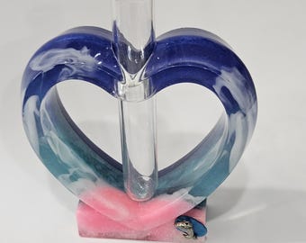Handmade Resin Heart Propagation Vase | Plant Cutting Tube | Unique Bud Vase | Decorative Plant Lover Gift