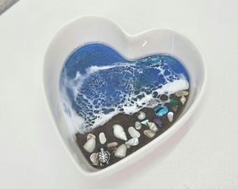 Bandeja grande de resina oceánica para todo uso: plato de cerámica con conchas de arena costera