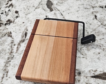 Cortador de queso artesanal de arce y caoba: rebanador de embutidos moderno