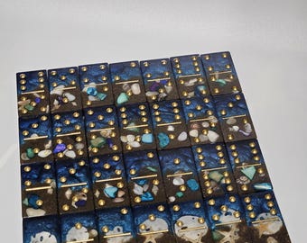 Handcrafted Resin Domino Set – Double Six (28 Tiles)