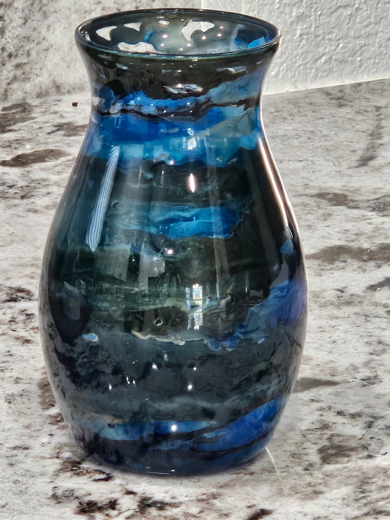 Epoxy Resin Glass Vase With Alcohol Inks Etsy