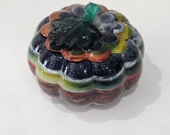 Handmade Resin Pumpkin Jar with Lid | Decorative Fall Container | Autumn Trinket and Jewelry Holder | Unique Seasonal Décor