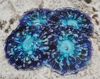 Flower bloom epoxy resin coaster