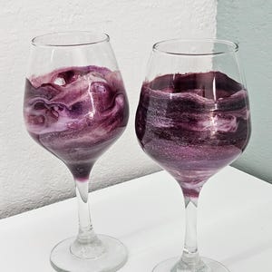 Purple/Pink Resin Stemmed Wine Glass Set of 2
