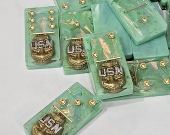 Navy Chief Anchor Resin Domino Set: Handmade Veteran Gift