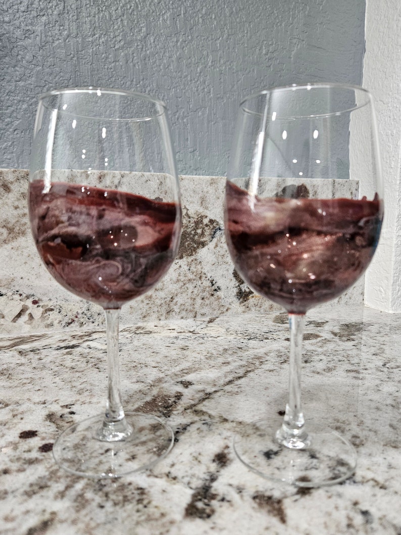 Maroon, Brown, and Gold Epoxy Resin Wine Glasses 12oz Set of 2 Etsy