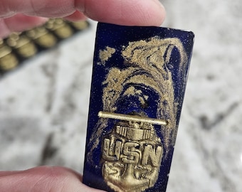 Juego de dominó de resina de jefe de la Marina: regalo de ancla de la Marina de EE. UU. hecho a mano