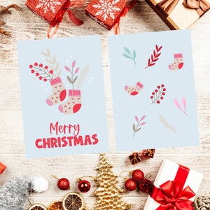 Moderne kleurrijke kerstkaart afdrukbaar, vrolijk kerstfeest, helder gekleurde kerstkaart, 8,5" x11", gesneden tot 7"x 5", digitale download PDF
