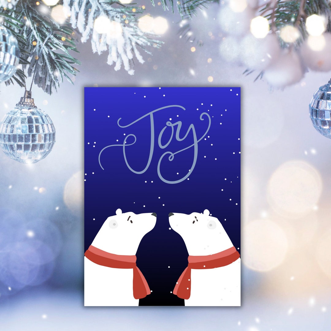Classic Christmas Card Printable, Modern Classic Holiday Card, Bright ...