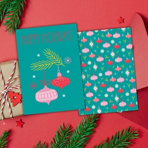 Moderne kleurrijke kerstkaart afdrukbaar, Happy Holidays Card, felgekleurde kerstkaart, 8,5" x11", gesneden tot 7"x 5", digitale download PDF