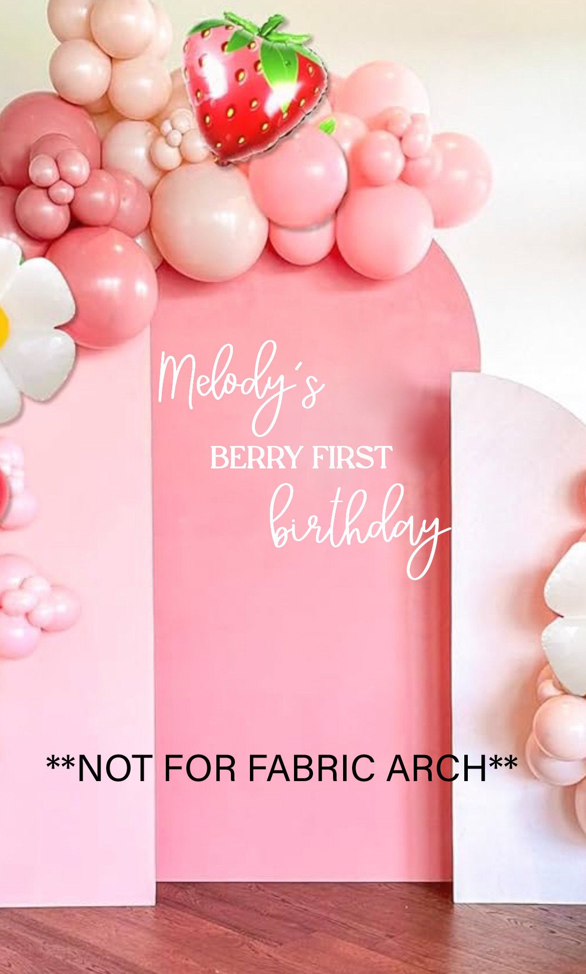Berry First Birthday Name Sign Happy Birthday decal Sign for Balloon Arch Backdrop panel Personalized name sign Baby Girl 1st