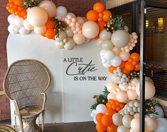 A Little Cutie Is On The Way Baby Shower Sign, Baby Shower decal, Sign for Balloon Arch Backdrop panel, Personalized decal, Baby Boy/Girl
